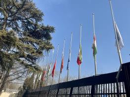  پرچم کشورهای عضو سازمان شانگهای به احترام قربانیان اقدام تروریستی کرمان نیمه برافراشته شد